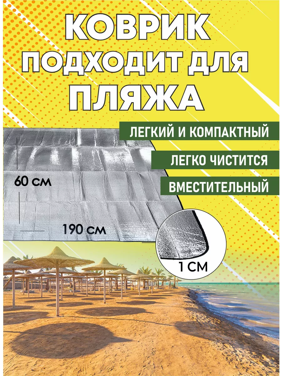 Коврик туристический COLOR с алюм. фольгой 190х120х0,3 см.(в ассорт.)/10 - изображение 4