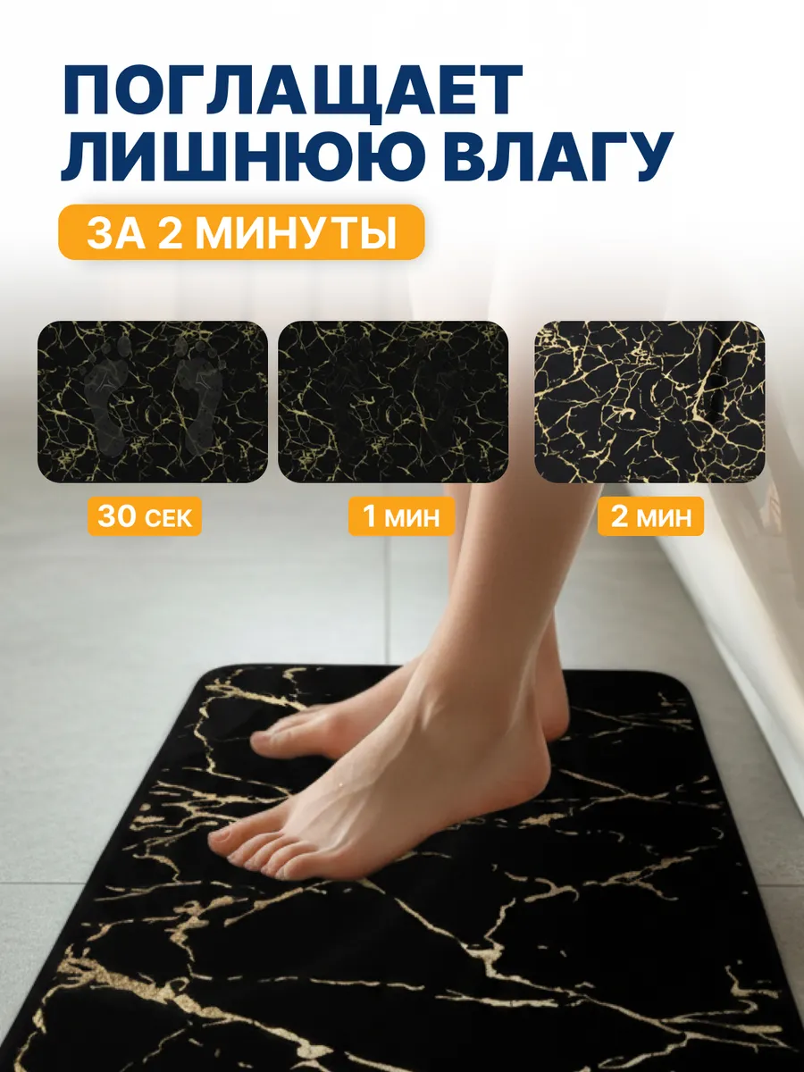 Коврики для ванной комнаты (комплект 2 шт, 50х80 и 40х50) Vagor из полиэстера черный Blabar/50 - изображение 3