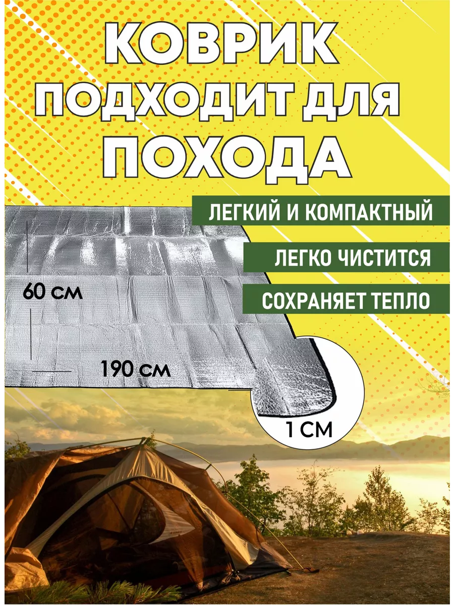 Коврик туристический COLOR с алюм. фольгой 190х120х0,3 см.(в ассорт.)/10 - изображение 3
