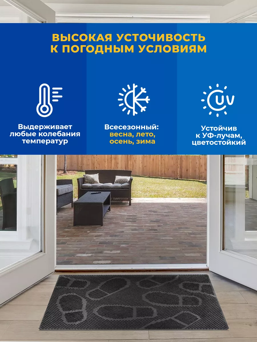 Коврик фактурный придверный 60х90см Fotspar резиновый черный Blabar/10 - изображение 5