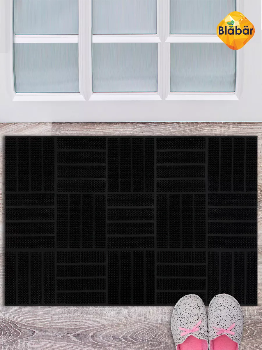 Коврик фактурный придверный 45х75см Parkett резиновый черный Blabar/10 - изображение 10