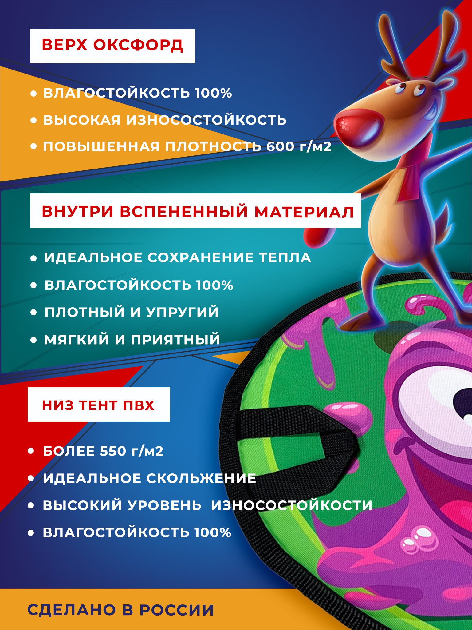 Ледянка  круг "Сиреневый монстрик d=35 см "Fani Sani"/25 - изображение 3