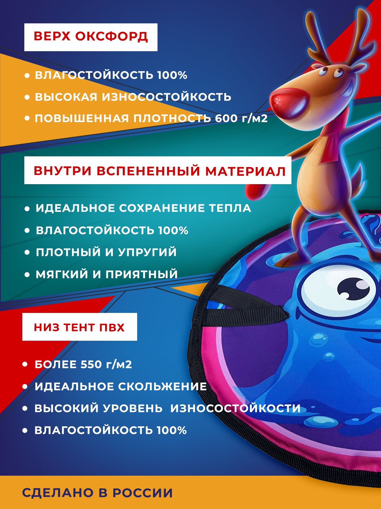 Ледянка круг "Синий монстрик d=35 см "Fani Sani"/25 - изображение 3
